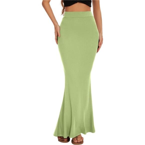 Women Elastic High Waist Stretchy Skirt Mint Green - Picture 1 of 6